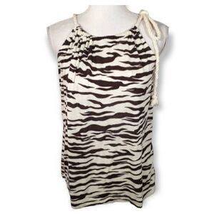 TWENTY ONE CREAM & BLACK ANIMAL-PRINT BLOUSE SZ.M EUC.